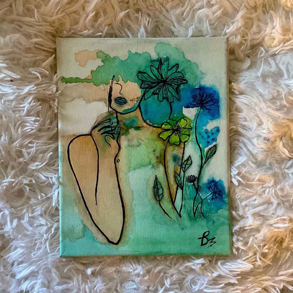 Cooltone abstract painting W 8” H 11”